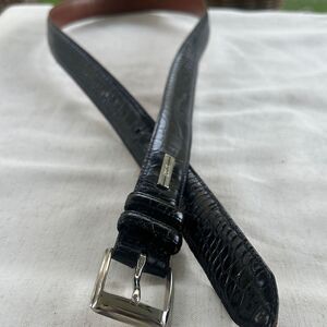 Polo Ralph Lauren Black Leather Crocodile Embossed Belt 42